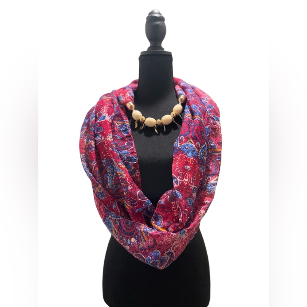 Shyla Jewel Scarf Red and Blue Size OS  Made in India